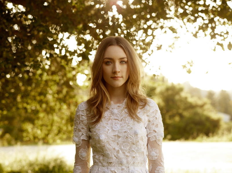 Saoirse Ronan, beautiful woman, s, top, tree, standing, beauty, front view, Harpers Bazaar, plant, sheer, long, hairstyle, actress, day, lifestyles, dress