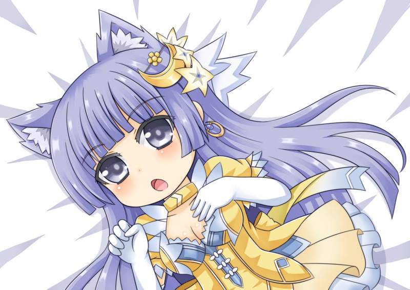 no people, dress, nekomimi, white background, Date A Live, yellow, still life, 4K, day, creativity, human representation, nature, Izayoi Miku, chibi, craft