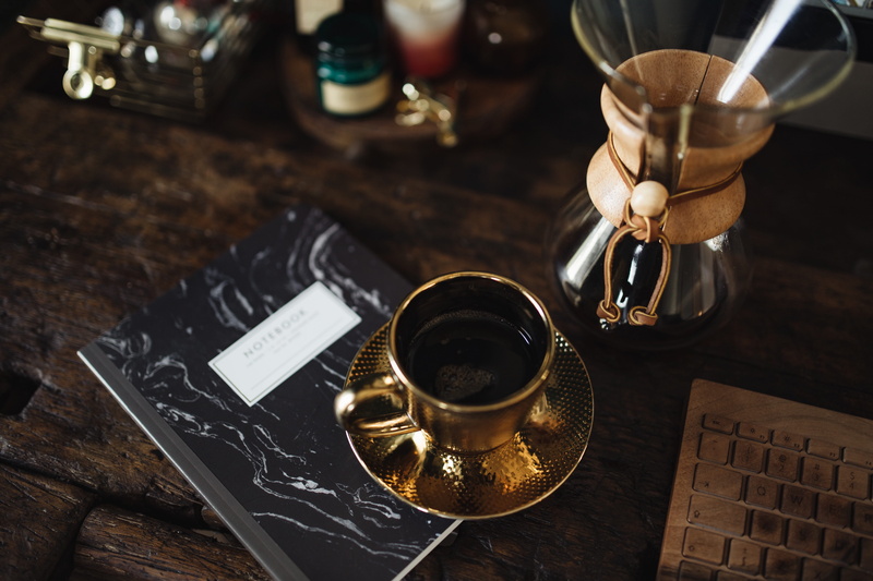 kitchen utensil, workbench, wood, no people, vintage, publication, glass, coffee cup, high angle view, book, work, drink, food and drink, indoors, coffee