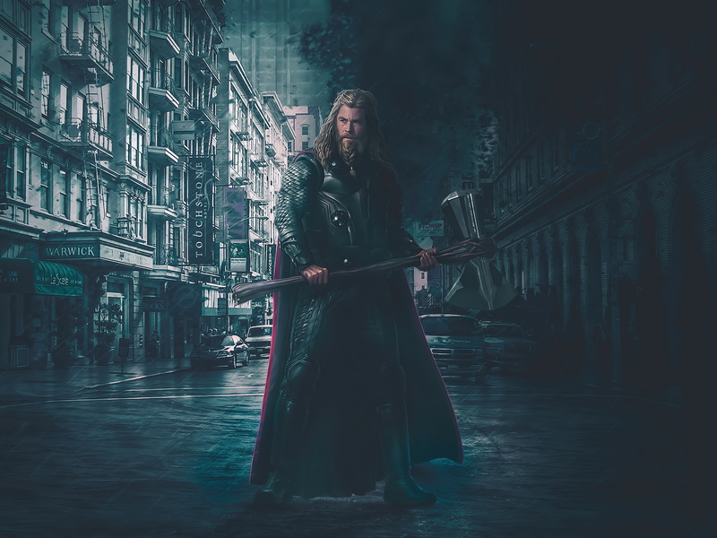 4K, standing, Thor, Marvel Super Heroes, digital art, digital painting, artwork, fan art
