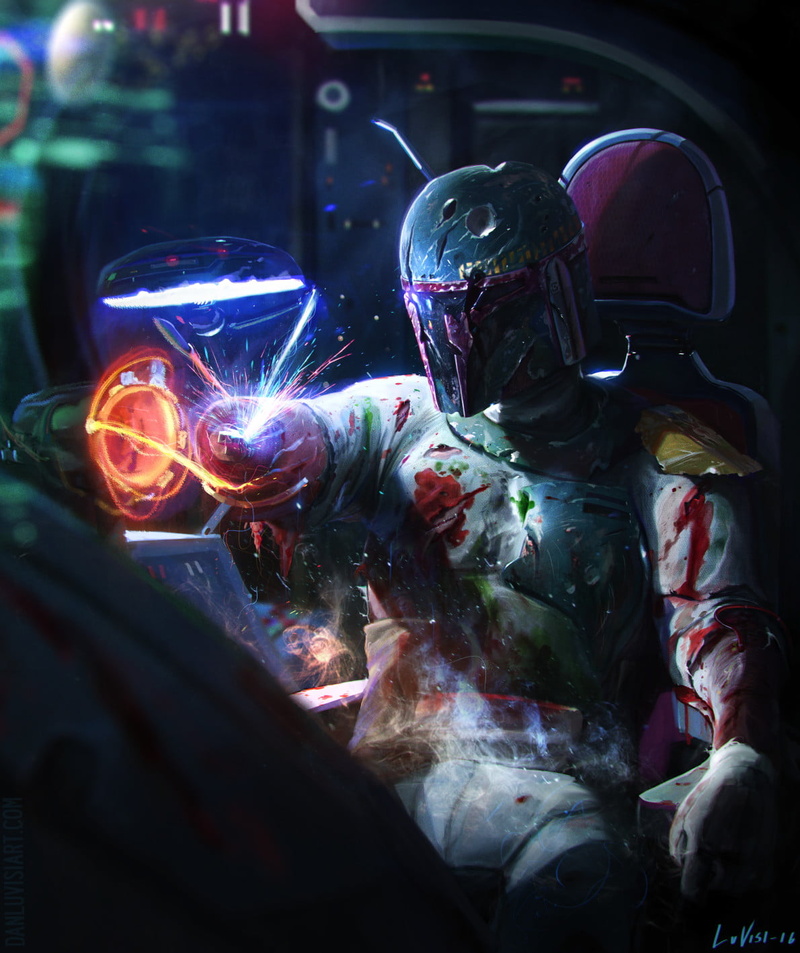 bounty hunter, villains, Boba Fett, Star Wars, Star Wars Villains, blood, Dan Luvisi, 720P, science fiction