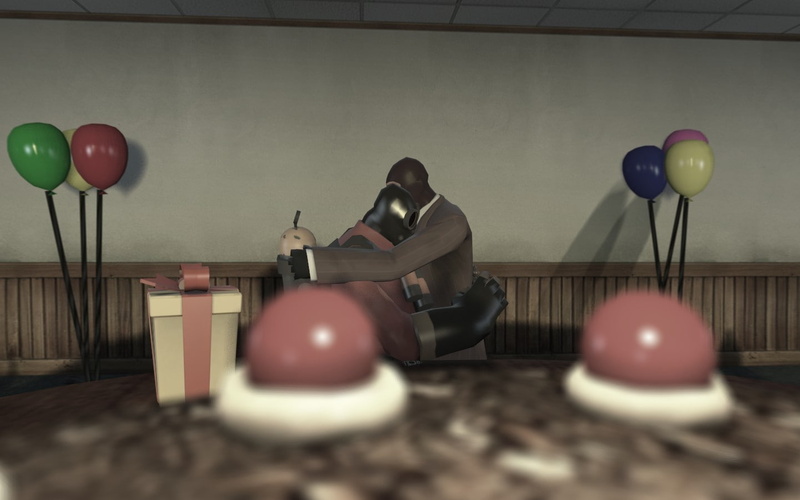 balloon, Pyro (character), red, no people, Spy (character), close-up, still life, indoors, celebration, wall - building feature, lighting equipment, 720P
