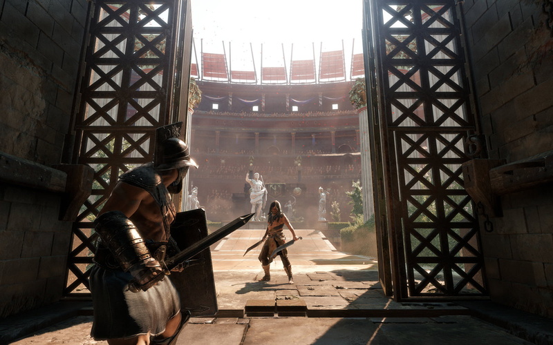 building exterior, gate, people, full length, nature, outdoors, women, entrance, Ryse: Son of Rome, built structure, Colosseum, place of worship, weapons