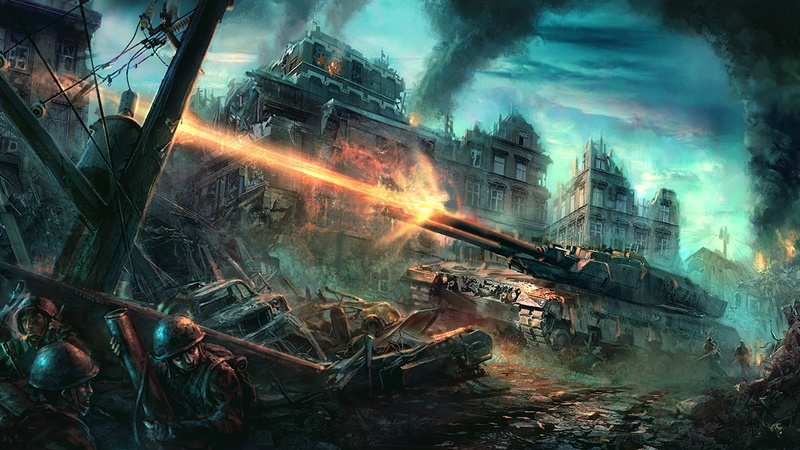 hd, battle, digital/artwork, drawing, soldiers, 1080P, tank