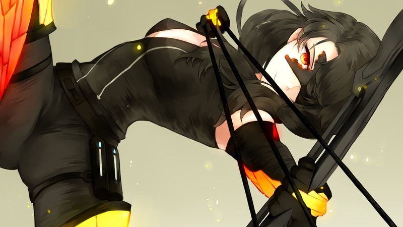 yellow, flag, Cinder (RWBY), patriotism, outdoors, real people, black color, day, protection, men, security, occupation, Bow, nature, people, RWBY, sky