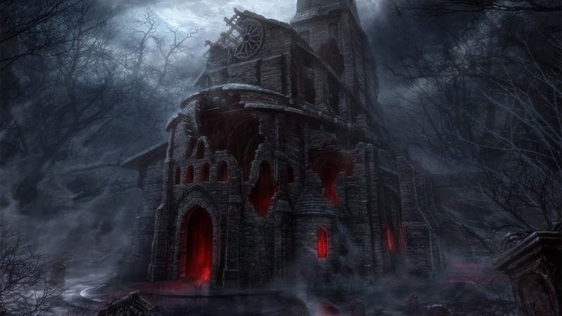 tristram, night, 1080P, hd, church, art, monastery, artwork, dark, diablo, fantasy, temples, x