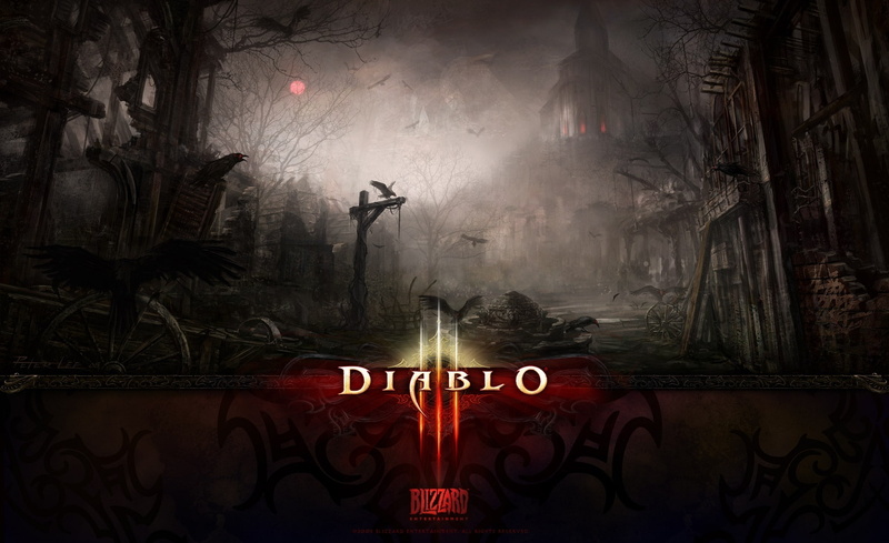 diablo 3, tristram, night, 1080P, sign, building, no people, indoors, video games, built structure, text, iii, city, digital composite, communication