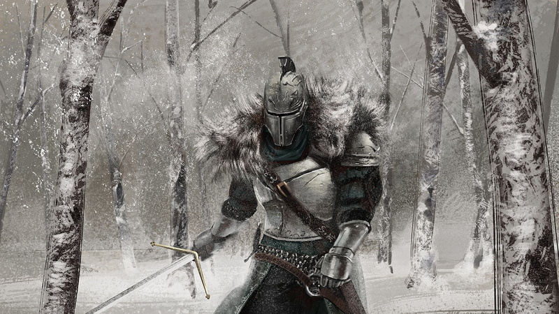 sword, art, knight, 1080P, armor, winter, snow, forest, Dark Souls 2, Dark Souls II