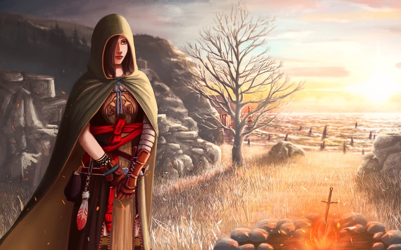 4K, shanalotte backgrounds, girl, dark souls 2, field, cape, Download 3840x2400 dark souls 2