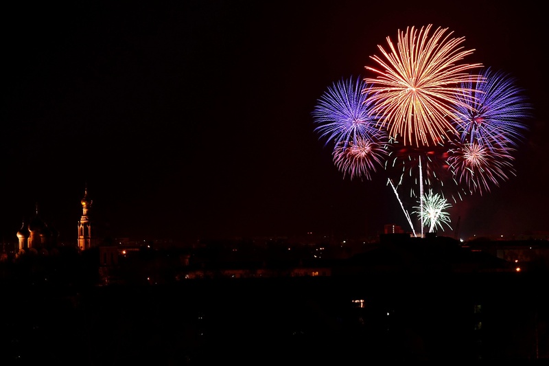 arts culture and entertainment, firework Display, firework, russia, exploding, night, fire - Natural Phenomenon, no people, building exterior, celebration