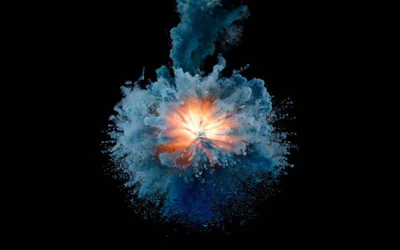 indoors, abstract, 2K, black background, nature, studio shot, creativity, water, close-up, blue, explosive, smoke - physical structure, no people, talcum powder
