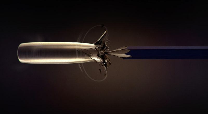 Gold, slow, dom, 3D, education, Artistic, 1080P, Motion, explosive, Pencil, fastshutterspeed, highspeed, Firing, vs, slowmotion, Fire, Bullet, Design