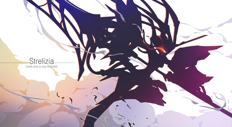 silhouette, Anime, darling in the franxx, strelizia, 5K, mecha