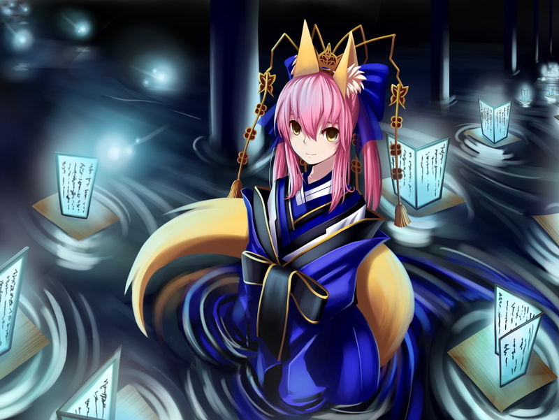 celebration, amusement park, text, illuminated, glowing, architecture, anime anime girls kitsunemimi caster fate extra fate extra fate series, indoors