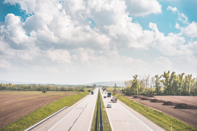 no People, outdoors, Fields, drive, plant, green Color, grass, agriculture, roadtrip, non-Urban Scene, European, roads, architecture, ecology, cloud - Sky