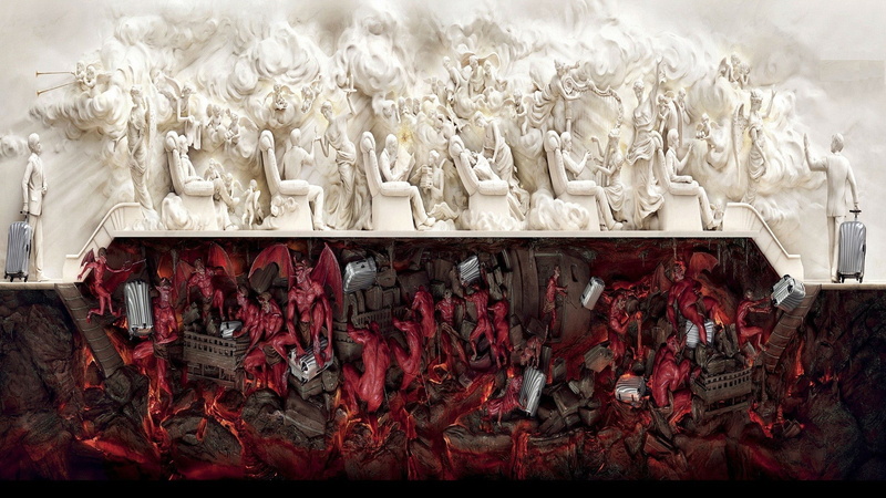 art, 1080P, horror, demons, heaven, Dark, sculpture, battle, Hells, religion, angels, Evil, Good, carving