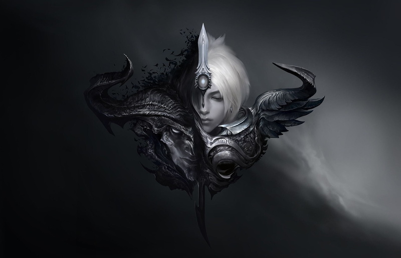 gray hair, Yasuo, Heaven and Hell, 1080P, dark background, Order and chaos, Riven, evil