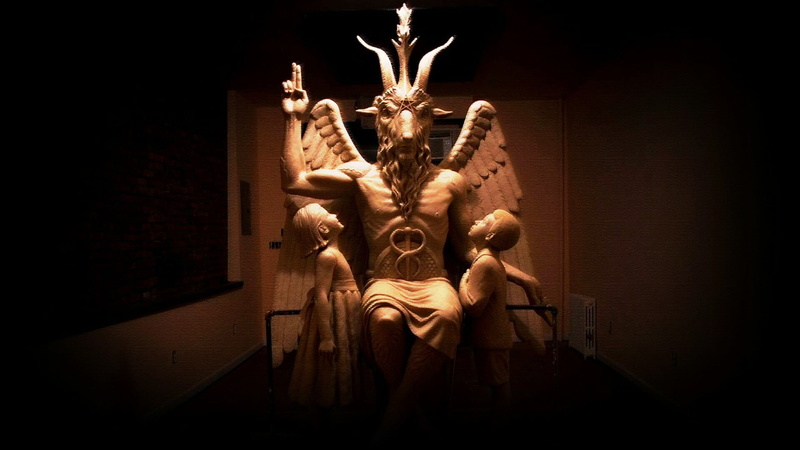 baphomet, night, built structure, craft, sculpture, black, illuminated, art and craft, architecture, creativity, representation, 1080P, the past, human representation