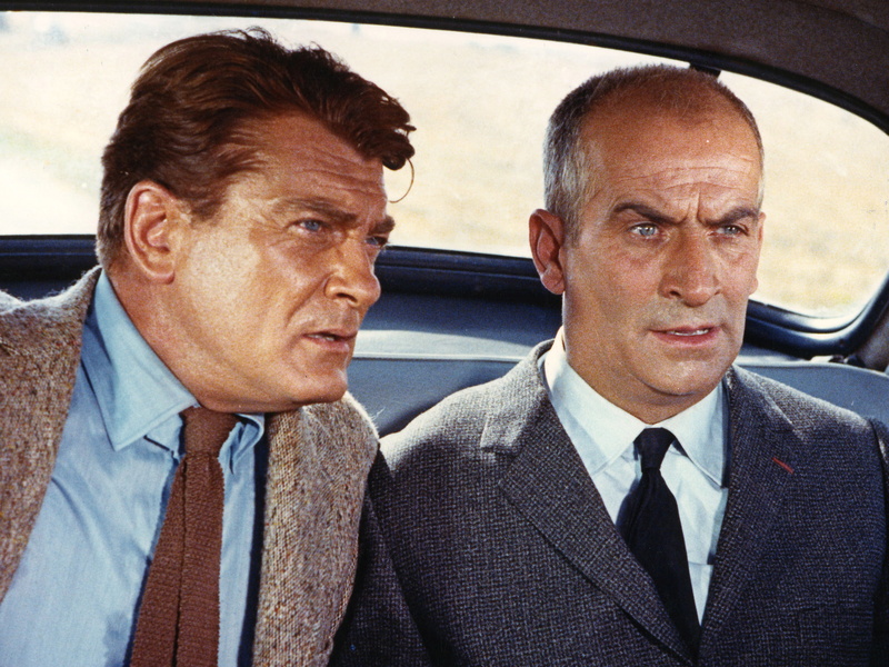 tie, Louis de Funès, vintage, men, French, 1960s, Jean Marais, blue eyes, actor, movies, 2K, Fantomas, film stills, car interior, suits