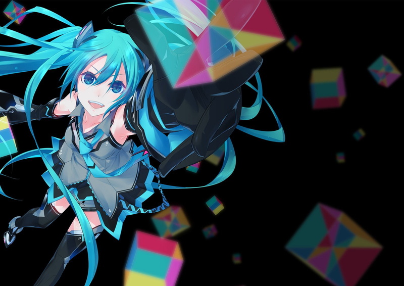 twintails, aqua, hair, hatsune, vocaloid, mirai, 720P, tie, magical, monq, miku, jpeg, long, eyes, artifacts