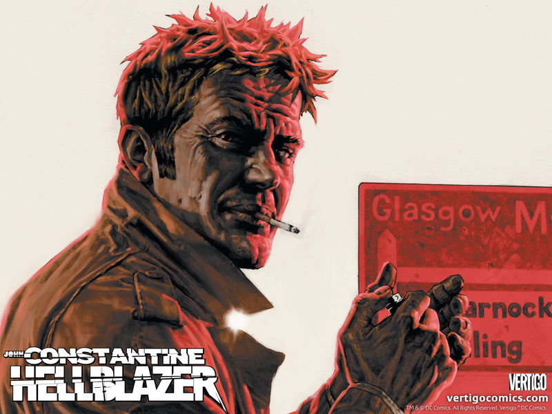 cartoon/comic, hellblazer, hd, white, drawing, 720P, smoking, constantine