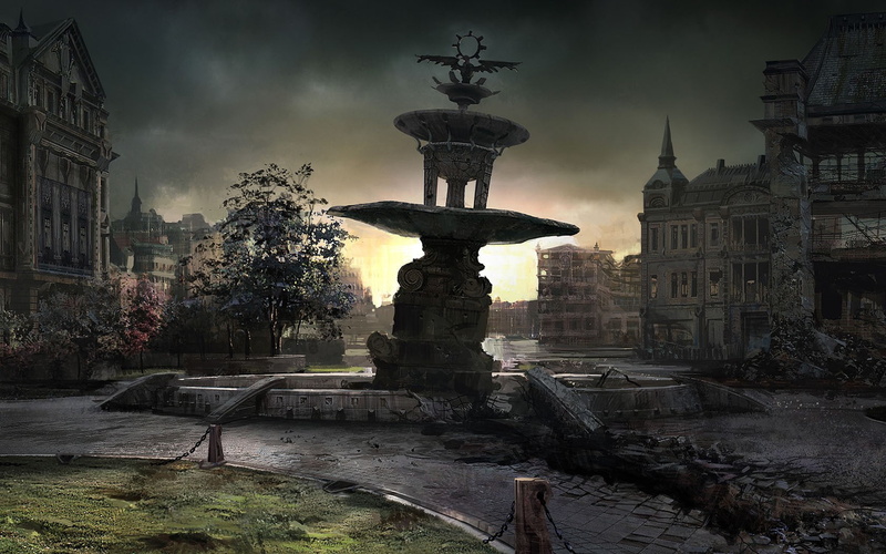 city, hd, art, 720P, fountain, Abandoned City, Abandoned Fountain, d, ruins, abandoned, ps3, abstract, cg, Ruin City