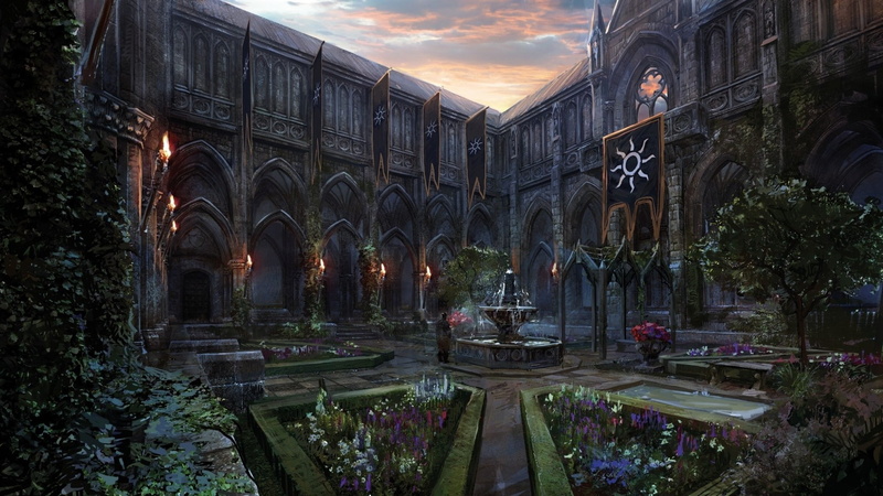 art, video games, 1080P, witcher, video, torch, hunt, games, concept, concept art, wild, trees, flowers, buildings