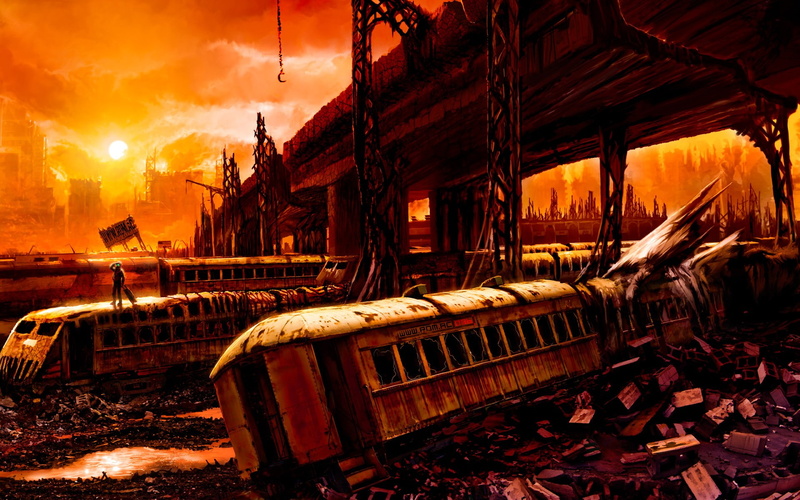 artwork, destruction, apocalyptic, metro, 1080P, ruins