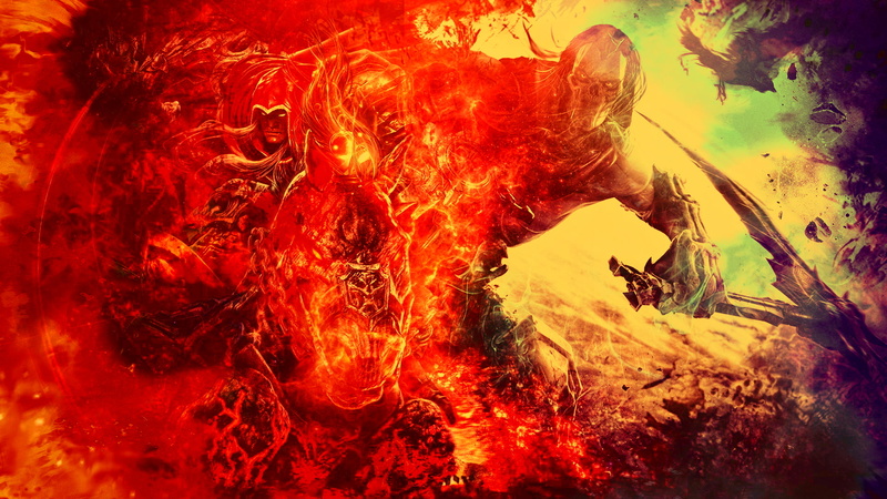 Darksiders 2, 1080P, fire, abstract, cloud - sky, nature, digital composite, red, animal themes, creativity, tree, orange color, indoors, pollution, animal wildlife