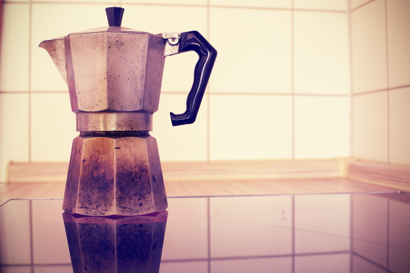 cultish, kitchen, domestic room, still life, hotplate, refreshment, caffettiera, photo, tile, coffee maker, domestic kitchen, close-up, kettle, pot, tiles