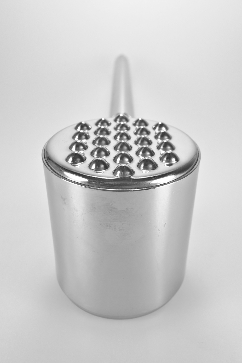 silver - metal, white background, indoors, aluhammer, steel, container, single object, spice, food, isolated, gray, alu, temptation, 4K, meat hammer, metal hammer