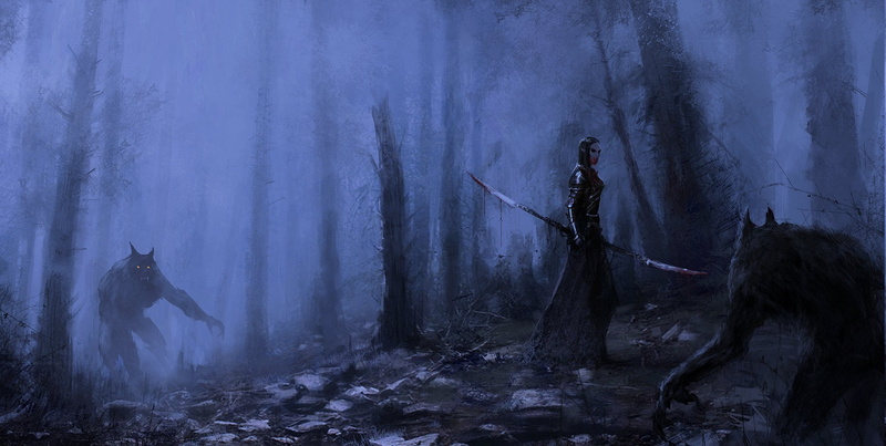 720P, landscape, fog, trunk, tree trunk, animals in the wild, nature, land, outdoors, plant, non-urban scene, environment, fantasy art werewolves vampires