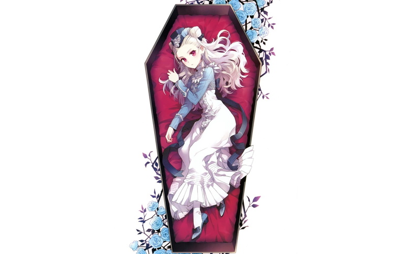low angle view, pattern, roses, creativity, indoors, clothing, art, human representation, character, copy space, people, coffin, 720P, decoration, computer Graphic