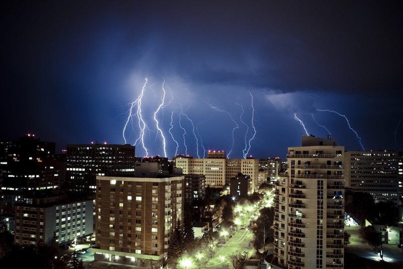 photography, warning sign, sky, street light, time, sign, night, illuminated, thunderstorm, urban, building, architecture, city lights, cityscape, communication