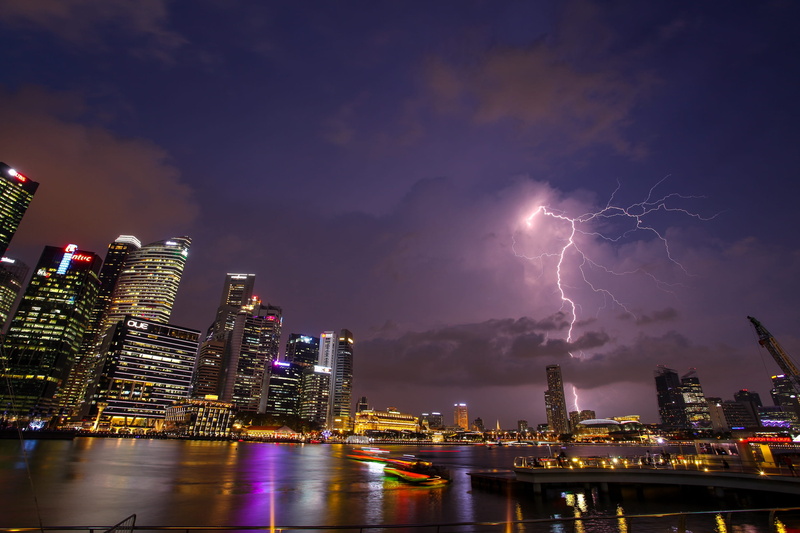 lightning strike, nature, flash, night, strike, built structure, bright, architecture, thunderstorm, evening, building exterior, skyscraper, clouds, blue