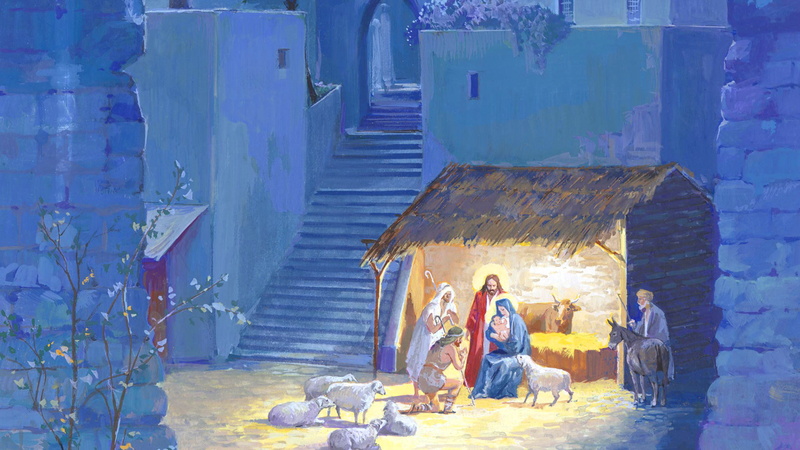 figure, the shepherds, sheep, architecture, scene, holiday, women, building exterior, domestic animals, pets, nativity, females, people, Christmas, couple - relationship