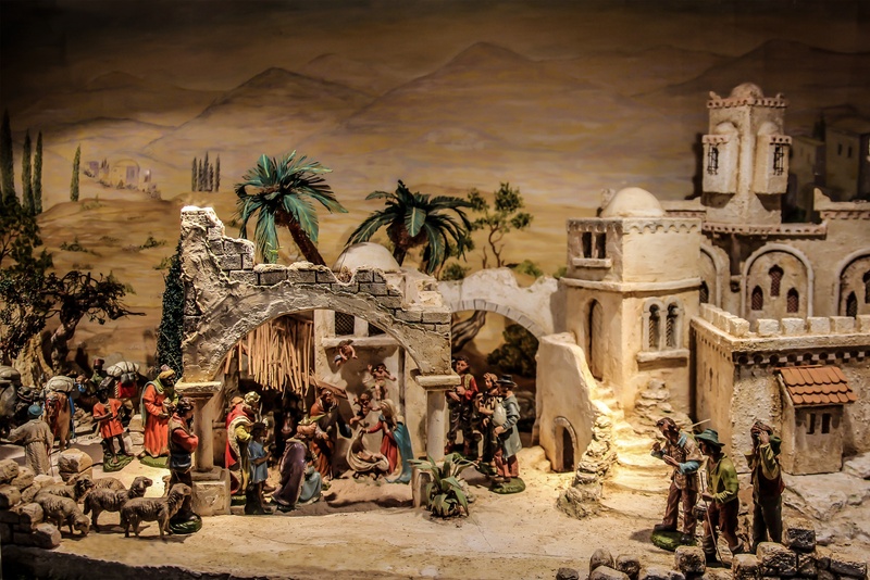 people, real people, building exterior, cultures, group, history, place of worship, group of people, crowd, jesus, traditional, built structure, crib, 2K