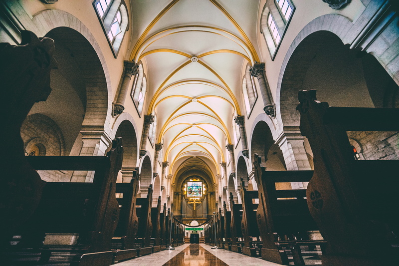 religion, pew, building, 5K, indoors, the way forward, symmetrical, ceiling, chhurch, aisle, architectural column, the past, bethlehem, belief, travel destinations