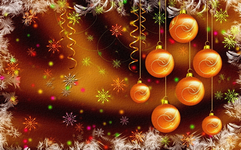New Year, frost, Christmas decorations, Golden balls, 1080P, figure, rendering, canvas, background, snowflakes, Christmas, serpentine, winter holidays