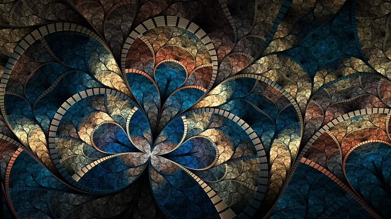 abstract, art and craft, indoors, glass, blue, fractal, design, wall - building feature, full frame, creativity, floral pattern, wall, ornate, close-up