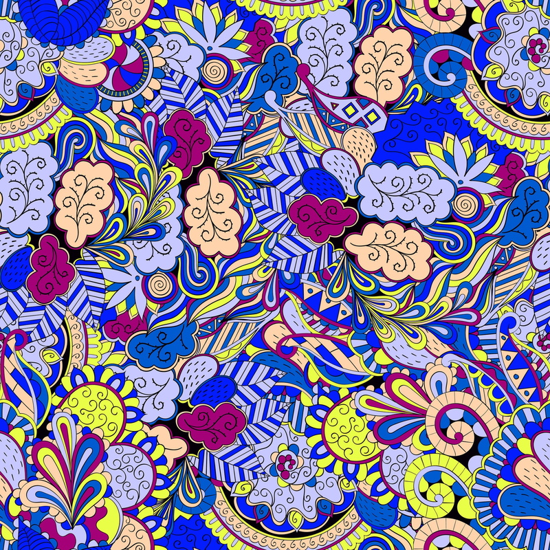 blue, 1080P, background, texture, yellow, pattern, vector, Paisley