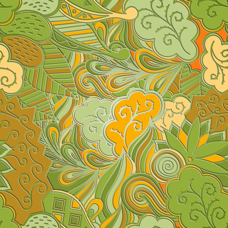 yellow, green, Paisley, pattern., texture, 1080P, background, pattern