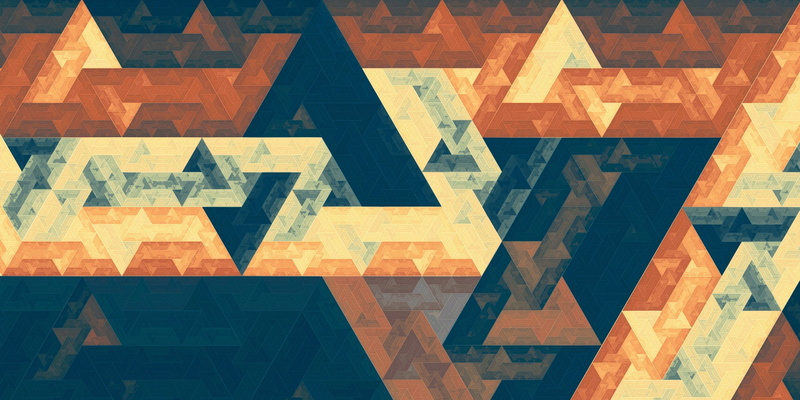 fractal apophysis fibonacci sequence hexagon triangle digital art 3d gold abstract, 2K