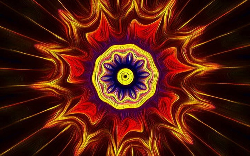swirl, fractal, directly below, abstract backgrounds, red, vibrant color, backgrounds, mandala, 720P, flower, close-up, ceiling, ornate, creativity, indoors