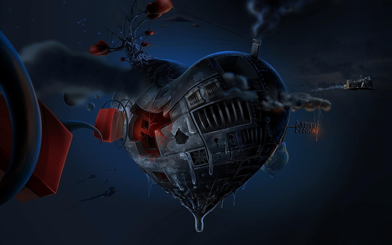 1080P, imagination, heart, red, planet, blue