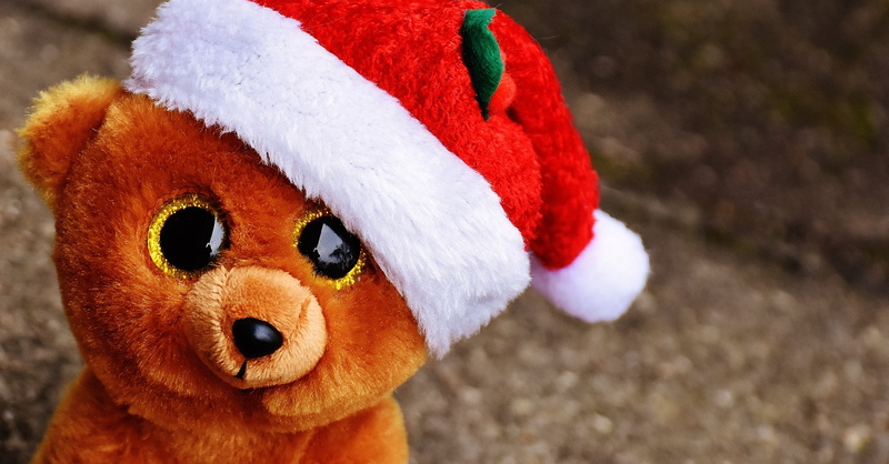 christmas decoration, focus on foreground, no people, animal representation, red, outdoors, plush, stuffed toy, day, selective, holiday, christmas, brown