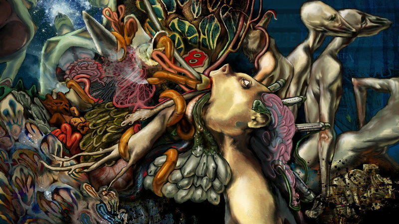 male likeness, belief, indoors, creepy, illustration, mammal, trippy, arts culture and entertainment, multi colored, 4K, representation, fantasy art, spooky