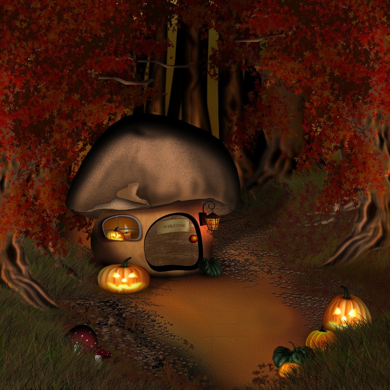 males, tree, 1080P, comic, forest house, art and craft, house, no people, horror, twilight, pumpkin, red, orange color, built structure, illuminated, spooky