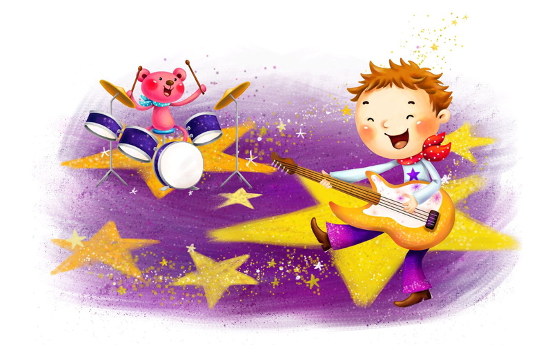 backgrounds, art and craft, art, people, multi Colored, still life, happiness, 720P, fun, guitar, childhood, smiling, illustration, event, food and drink