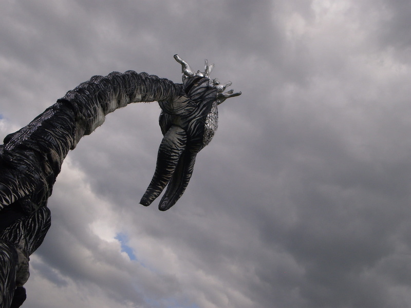 beast, overcast, fantasy, illustration, sculpture, animal wildlife, fairytale, animal themes, imagination, low angle view, legend, sky, legendary, no people